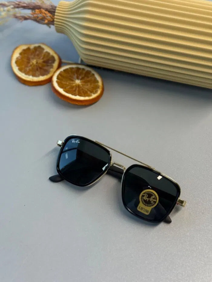 Ray-Ban Retro Square – Altın Krom – Bordo Detaylı Siyah Güneş Gözlüğü