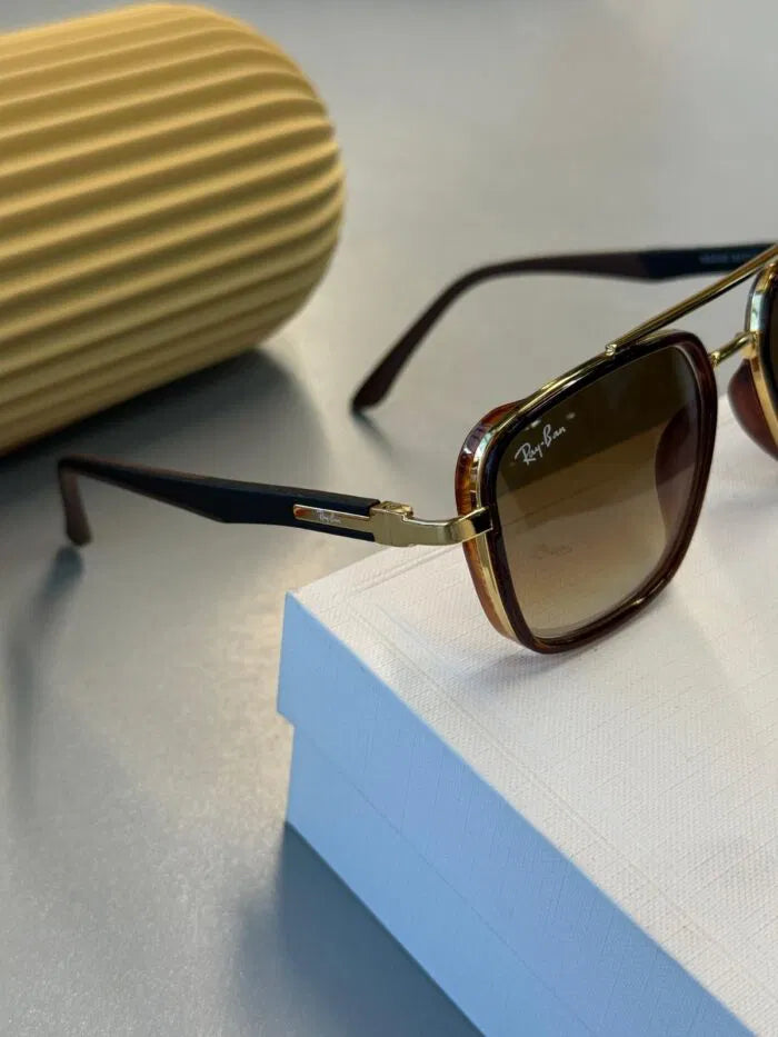 Ray-Ban Retro Square – Altın Krom – Degrade Kahverengi Güneş Gözlüğü