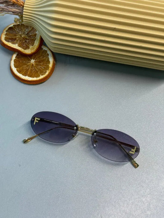 Fendi Kristal Oval Güneş Gözlüğü – Mor Gradyan