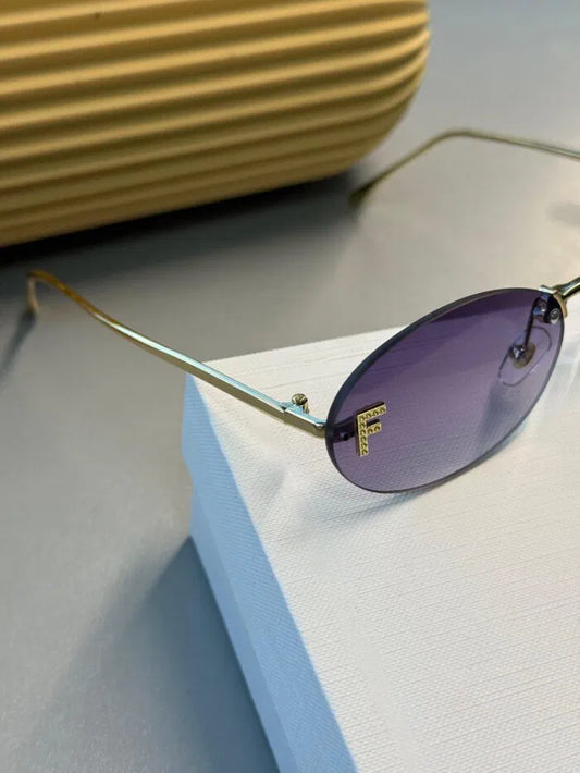 Fendi Kristal Oval Güneş Gözlüğü – Mor Gradyan
