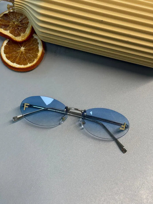 Fendi Kristal Oval Güneş Gözlüğü – Mavi Gradyan