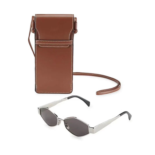celine original full set tasarım Güneş Gözlüğü-Gümüş Siyah