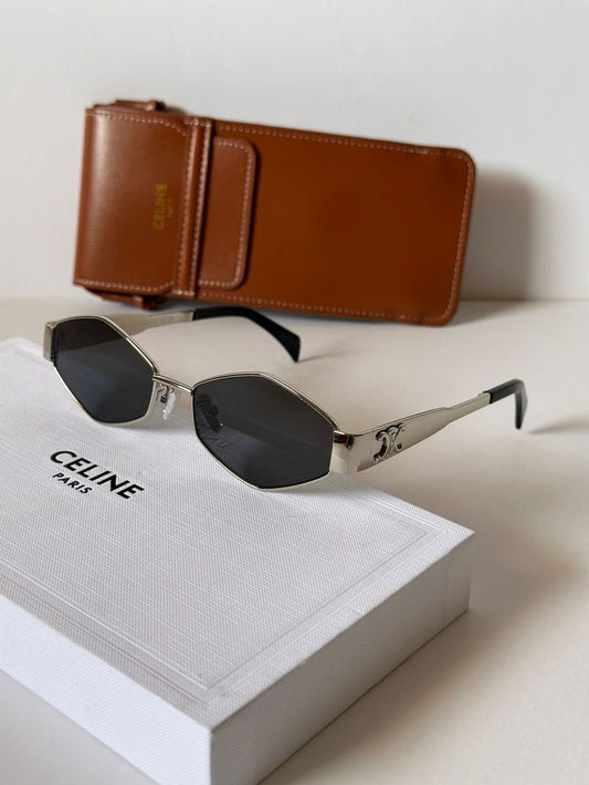 celine original full set tasarım Güneş Gözlüğü-Gümüş Siyah